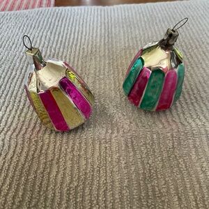 2 vintage silver glass ornaments
